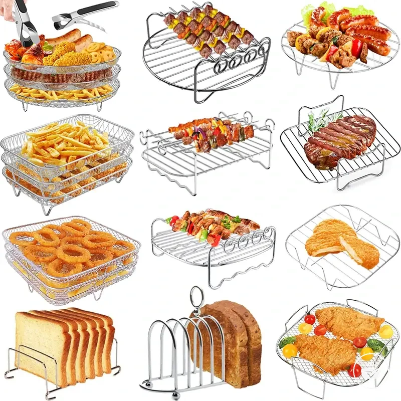 Metall-Backgitter für die Heißluftfritteuse in quadratischer, runder und rechteckiger Form.