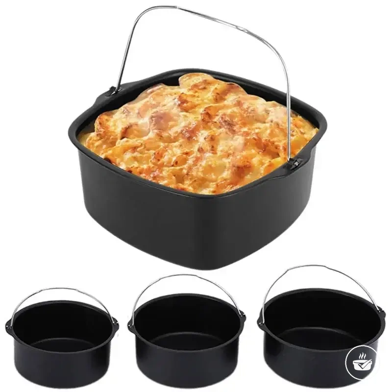 Runde Metall-Kuchenform für die Heißluftfritteuse in 6, 7 oder 8 Zoll mit Griff.