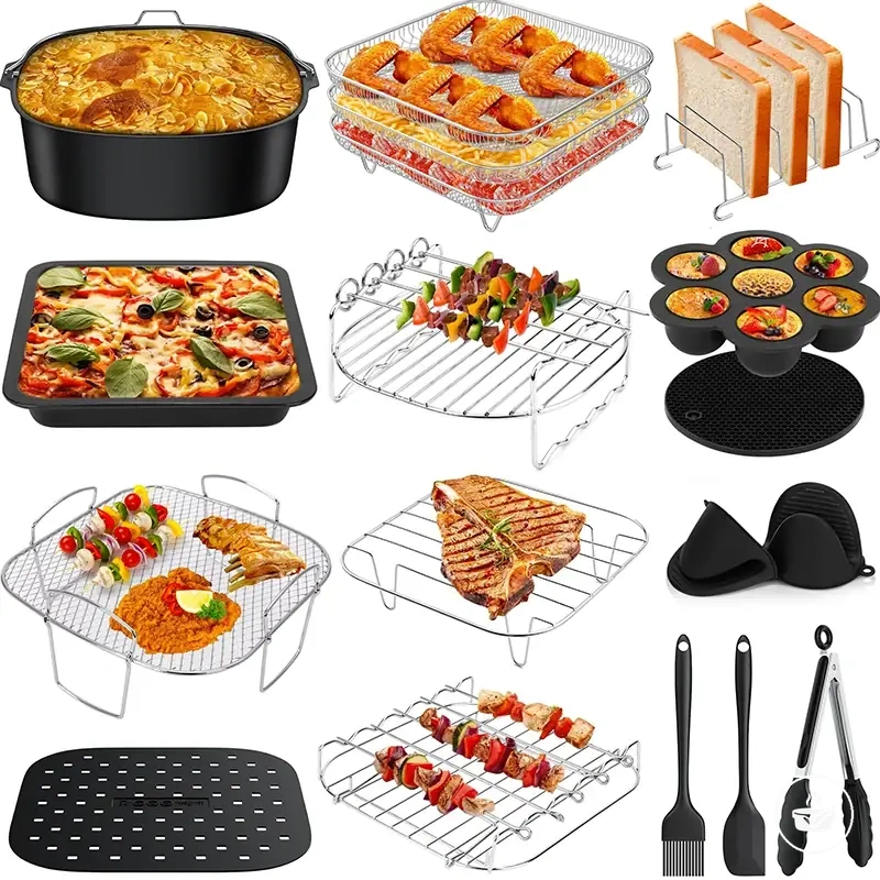 Rejilla grill y soporte para brochetas de 8 pulgadas con forma de molde cuadrado.