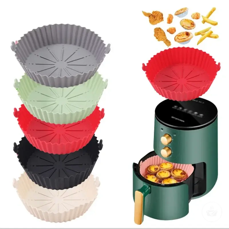 Bandeja reutilizable de silicona para freidora de aire, cestas, hornos y microondas.