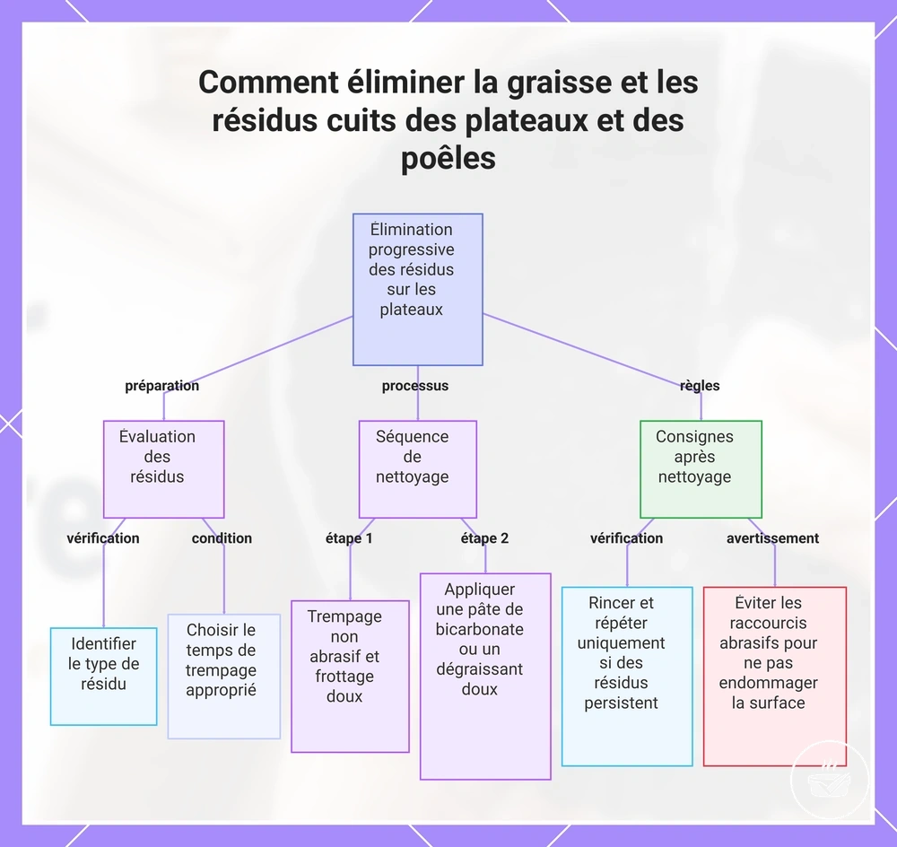 Comment éliminer la graisse et les résidus cuits des plateaux et des poêles