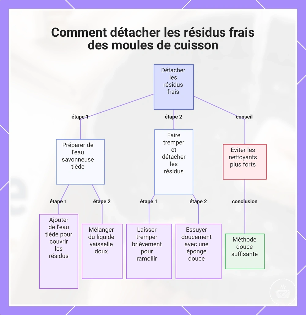 Comment détacher les résidus frais des moules de cuisson