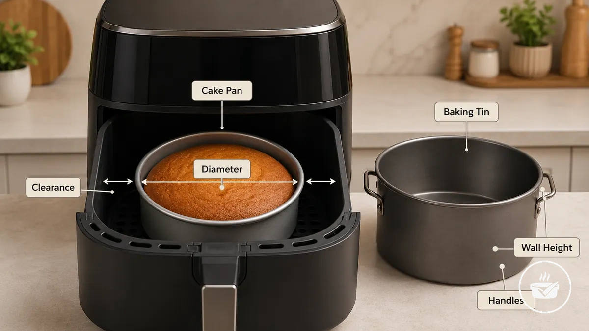 Petit moule à gâteau allant au four vérifié pour son ajustement à l intérieur d un panier d air fryer