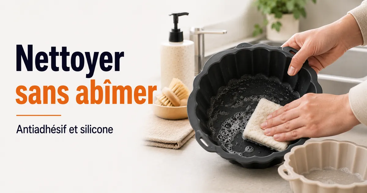 Moules pour air fryer nettoyés sans abîmer les surfaces antiadhésives ou en silicone.