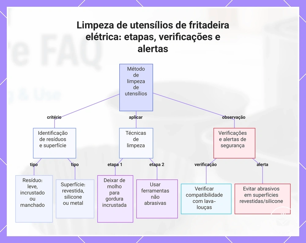 Limpeza de utensílios de fritadeira elétrica: etapas, verificações e alertas
