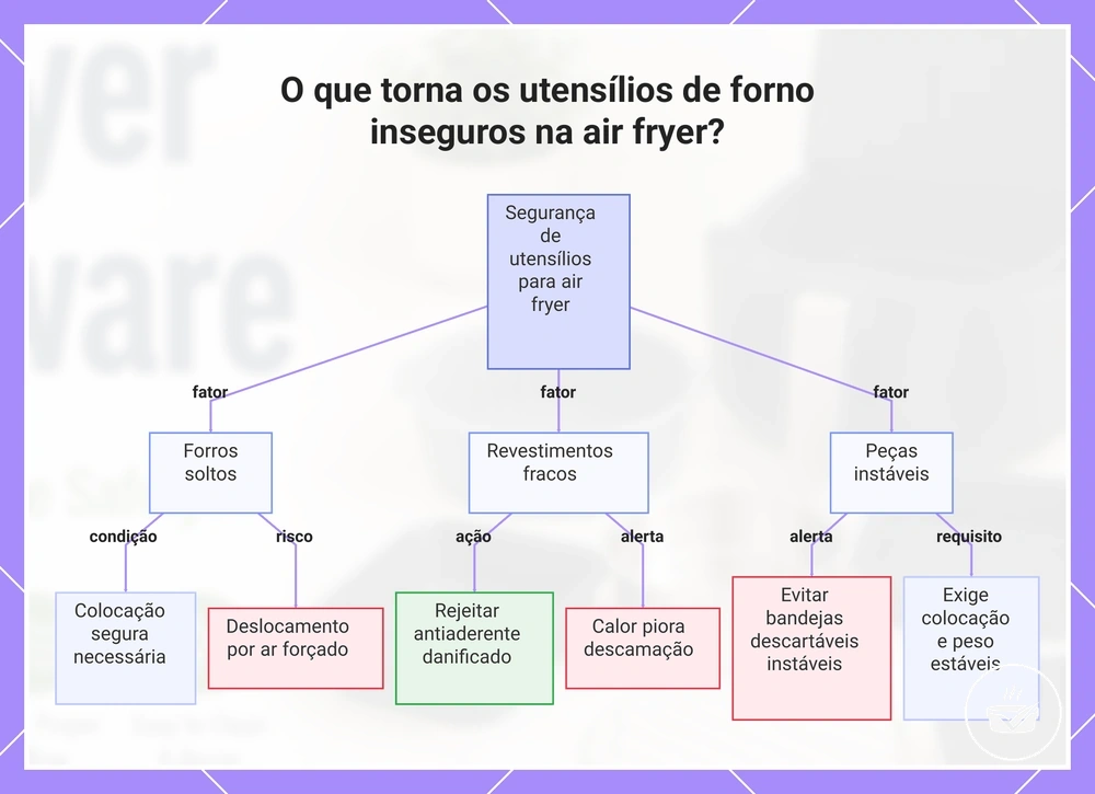 O que torna os utensílios de forno inseguros na air fryer?