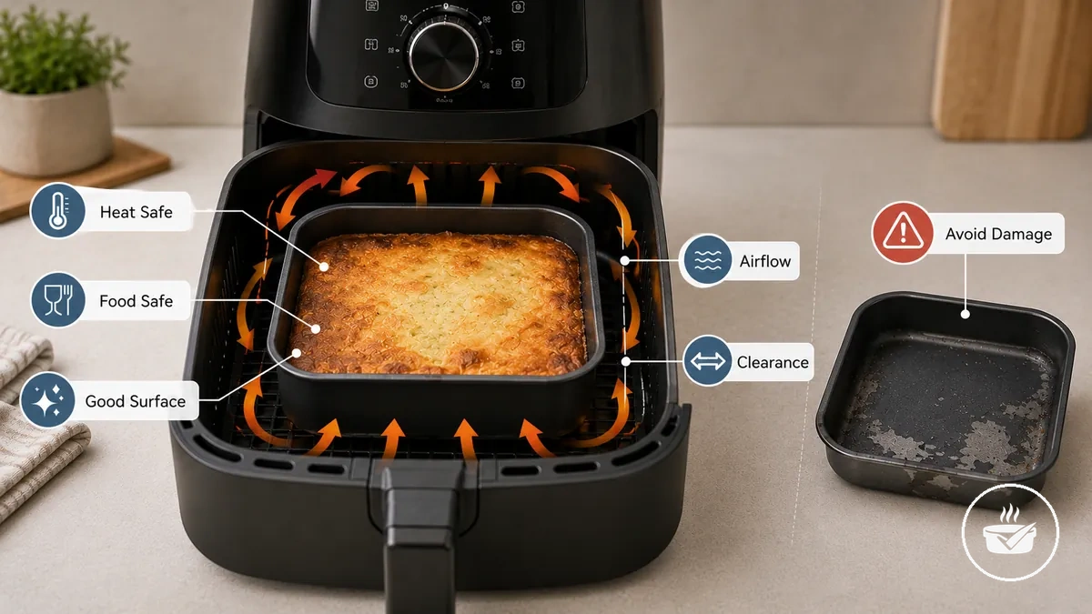 Verificando as condições de segurança das formas para air fryer antes do uso
